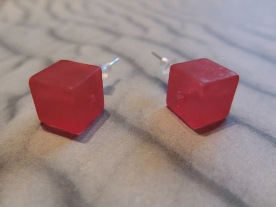 Ohrstecker rote Würfel Quader Crushed Ice